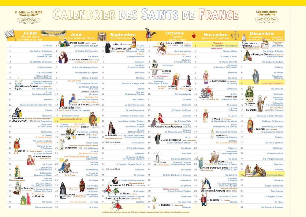  Calendriers des saints de France