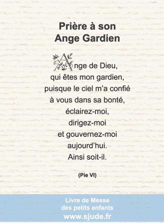  Prière à son Ange gardien