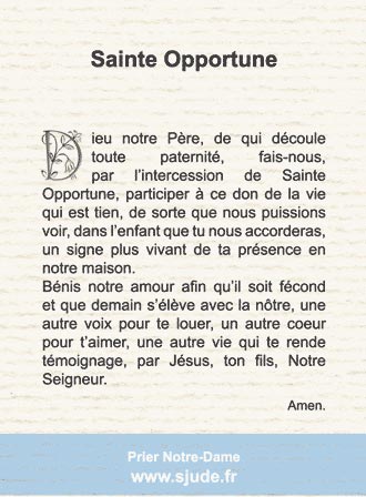  Prière à sainte Opportune