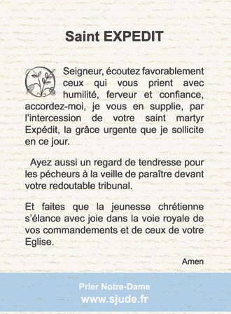  Prière à saint Expédit